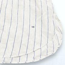 Gymphlex ジムフレックス リネン100 バンドカラー ロングシャツワンピース 青ストライプ 白 ホワイト 刺繍 レディース 12_画像5
