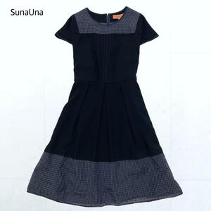  beautiful goods *SunaUna SunaUna unusual material switch sia-A line One-piece black black navy blue navy 40