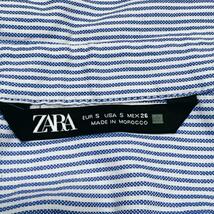 美品＊ZARA ザラ スキッパー ロングシャツワンピース 金ボタン 青ストライプ レディース S_画像2