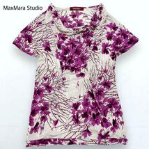 MaxMara Studio マックスマーラステュディオ 花柄 総柄 ブラウス プルオーバー カットソー 透け感 ストレッチ ピンク L_画像1