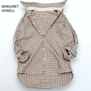 美品＊MARGARET HOWELL マーガレットハウエル コットンシャツ 長袖 チェック柄 日本製