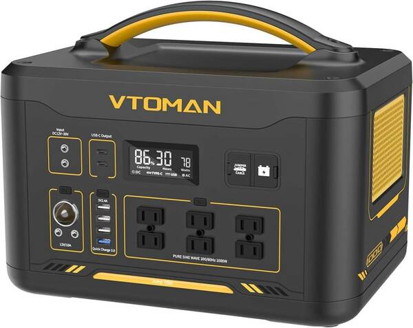 VTOMAN JUMP1000 ポータブル電源 1408Wh 440000mAh LiFePO4 MPPT制御 純正弦波 瞬間最大2000W 容量拡張可能 PSE認証済 2年保証