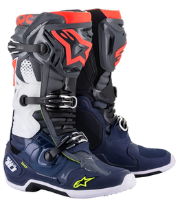 US 13 (約29cm) ALPINESTARS アルパインスターズ TECH 10 ブーツ ダーク グレー/ ダーク ブルー /蛍光レッド SZ 13