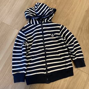 PETIT BATEAU マリンパーカー フード付き 上着 ストライプ 104