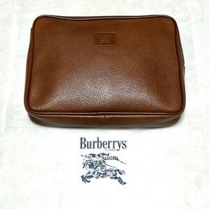 ★訳あり美品★BURBERRYS バーバリー★レザー★クラッチ　ハンドバッグ★茶　ブラウン★ノバチェック★ノヴァチェック★