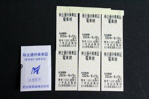 [5yP05032B]*1 jpy start * Nagoya railroad * name iron * stockholder hospitality get into car proof *6 pieces set * have efficacy time limit 2024 year 6 month 15 day * train line * one way * ticket * travel * business trip 