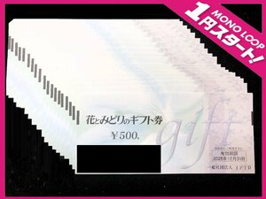 【5KKプ04006A】１円スタート★花とみどりのギフト券★500円×19★9500円分★商品券★使用期限あり★