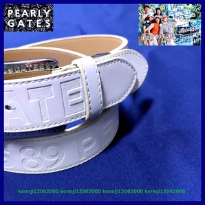 限定完売 貴重 正規品 パーリーゲイツ PEARLY GATES PG-89 BIGロゴ 凹凸全ロゴ ベルト 白 103㎝ 全サイズ カット調節可能 男女兼用 UNISEXの画像4