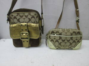 (24)* Coach COACH shoulder bag belt bag 2 point set signature bronze color Gold color 