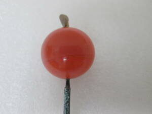 (25)* ornamental hairpin ... coral coral sphere only approximately 10g gross weight approximately 14.5g sphere diameter approximately 2cm total length approximately 15.5cm