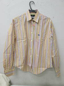 (23)♪ETRO エトロ レディース マルチストライプ 長袖 ボタンダウンシャツ サイズ46 イタリア製