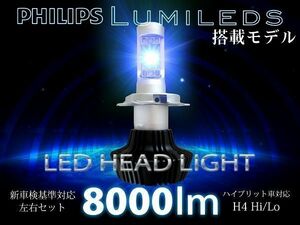 【全国送料無料】Philips LEDヘッドライトH4 HI/Lo切替 H1/H3/H7/H8/H11/H16/HB3/HB4/PSX26ハイエース4型 2個セット車検対応8000LM 6500k