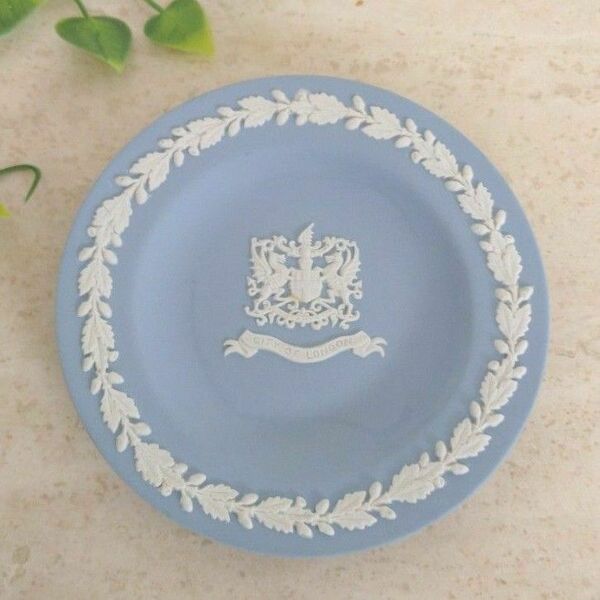 WEDGWOOD 　ジャスパー　ウェッジウッド アンティーク ミニプレート　CITY　of　LONDON　レア　廃盤品 飾り皿　青