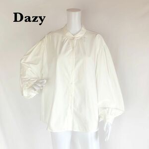 【Dazy】SHEIN ボリューム袖　綿100%バンドカラーシャツ　ブラウス