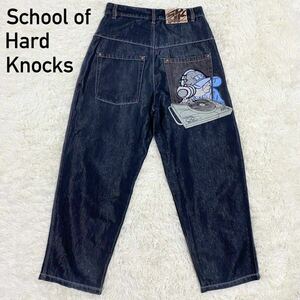 【SOHK SCHOOL OF HARD KNOCKS】ショック スクールオブハードノックス　バギーデニムパンツ　刺繍　サイズ32(M〜L)