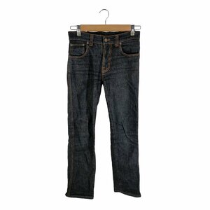 Nudie Jeans(ヌーディージーンズ) LOW SLIM レザーパッチ ドライブラックデニムパンツ 中古 古着 0107