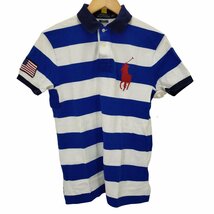 POLO RALPH LAUREN(ポロラルフローレン) BIGポニーボーダーポロシャツ 星条旗パッチ メ 中古 古着 1003_画像1