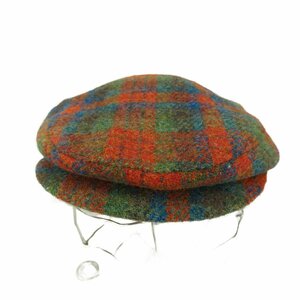 Harris Tweed( Harris tweed ) wool check hunting cap lady's inscription less used old clothes 0422
