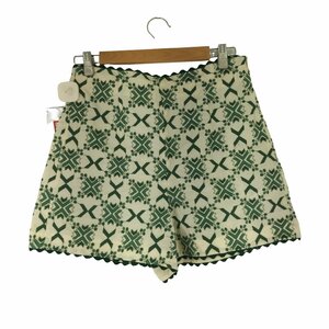 ZARA(ザラ) GREEN BEIGE EMBROIDERED SHORTS レディース US M 中古 古着 0227