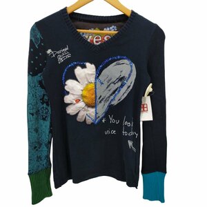 Desigual(デシグアル) TSALBA（MARINO）素材切替長袖カットソー レディース XS 中古 古着 0504