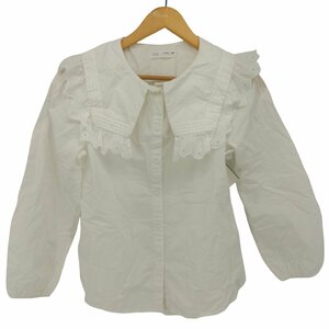 ZARA(ザラ) POPLIN SHIRT WITH BIB COLLAR コットン フリル パフスリーブ 中古 古着 0944