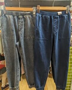 GU Denim брюки 2 пункт талия резина 150 размер *