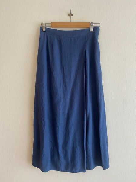 【UNIQLO / ユニクロ】リネンレーヨンナロースカート　ブルー　Mサイズ