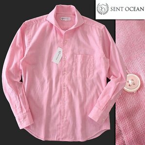 新品 セントオーシャン リネン混 シャンブレー カッタウェイ シャツ XL ピンク 【HJD631_30】 SENT OCEAN メンズ 春夏 長袖 サマー 綿麻の画像1