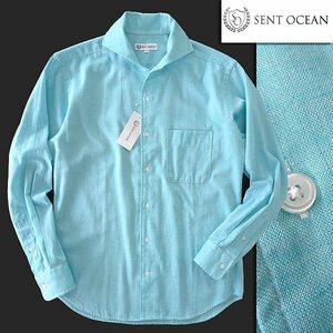 新品 セントオーシャン リネン混 シャンブレー カッタウェイ シャツ L 水色 【HJD631_60】 SENT OCEAN メンズ 春夏 サマー スラブ 綿麻