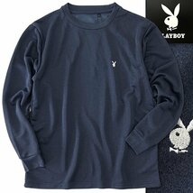 新品 プレイボーイ 吸汗速乾 カチオン スウェット トレーナー L 紺 【I44986】 春夏 メンズ PLAYBOY クルーネック バニー ラビットヘッド_画像1