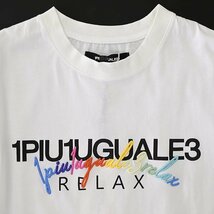 訳有 1PIU1UGUALE3 RELAX レインボー 刺繍 ダブル ロゴ 長袖 Tシャツ L 白 【I54596】 メンズ ウノピゥウノウグァーレトレ ロンT 丸首_画像2