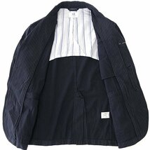 新品 ポッシュボーイ 春夏 ストライプ ドライビング ジャケット L 紺 【TJF101_540】 メンズ POSH BOY コットン ストレッチ ブルゾン_画像3