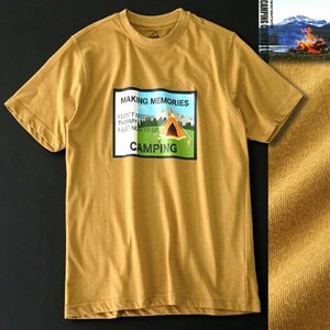 新品 キャンピングコンフォートライフ 春夏 アウトドア テント プリント Tシャツ L 黄土【PW9M-T105_YE】 CAMPING COMFORT LIFE 半袖