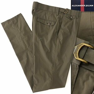  новый товар Alexander Julien скользящий пряжка хлопок слаксы M хаки [P25501] весна лето мужской ALEXANDER JULIAN брюки 