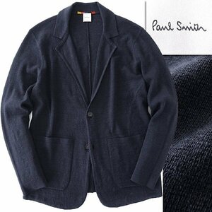  new goods 4.9 ten thousand Paul Smith spring summer linen knitted jersey - jacket L navy blue [J60057] Paul Smith blaser cardigan men's flax 