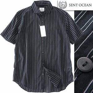  new goods cent Ocean thin cotton loan short sleeves stripe shirt LL black white [AFP604_840] SENT OCEAN spring summer . summer men's kata way 