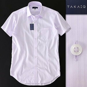 新品 タカキュー 形態安定 抗菌防臭 SLIM FIT 半袖 ワイドカラー シャツ M ピンク 【I50970】 春夏 メンズ TAKA-Q ドレスシャツ サマー