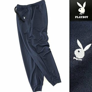 新品 プレイボーイ 吸汗速乾 カチオン スウェット イージー パンツ L 紺 【P30063】 春夏 メンズ PLAYBOY バニー ラビットヘッド サマー