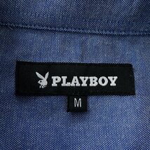 新品 プレイボーイ 24年春夏 オックスフォード シャツ M 青 【1023_78】 PLAYBOY メンズ 長袖 ボタンダウン コットン オックス バニー_画像10