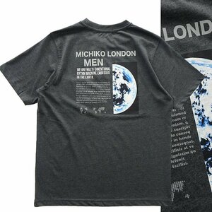 新品 ミチコロンドン 春夏 アース プリント Tシャツ LL 【ML9M-T033_DGA】 MICHIKO LONDON 半袖 丸首 コットン カットソー メンズ 地球 XL