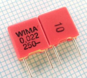 [10個] WIMA 250V 0.022uF ±10% MKP2 高音質フィルムコンデンサ