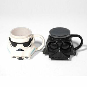 [M080] STARWARS スターウォーズ コップ2個セット 白・黒 フェイスカップ