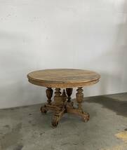 フランス アンティーク Round Oak Table オーク テーブル チェア 店舗什器 ベルギー_画像1