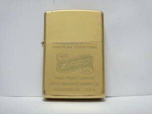 Zippo　AMERICAN　TRADITIONAL　ゴールド　イタリック体　1991　筆記体　斜字体　91年