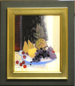 【真作保証】エレーヌ・ピショー「パイナップルのある静物」油彩6号/裏書あり/パリ画壇注目の女性画家