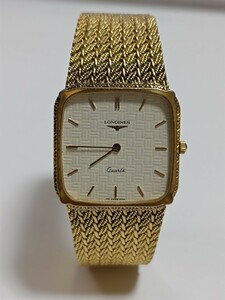 稼働品 ロンジン メンズ腕時計 白色文字盤 新品電池 LONGINES