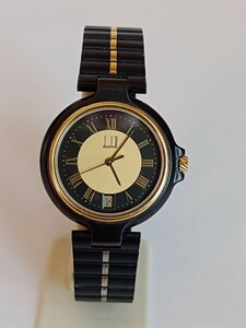 прекрасный товар работа товар Dunhill мужские наручные часы чёрный цвет, Gold цвет циферблат три игла Date имеется новый товар батарейка dunhill