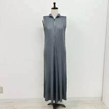 美品 PLEATS PLEASE ISSEY MIYAKE プリーツプリーズ イッセイミヤケ プリーツ ロング ワンピース MADE IN JAPAN 日本製 グレー 系 サイズ 4_画像1