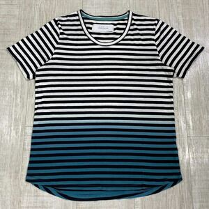 CURLY Gradient Border T-shirt カーリー 緑 × 白黒 グラデーション ボーダー コットン 半袖 Tシャツ SIZE 1 サイズ MADE IN JAPAN 