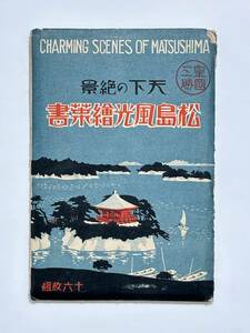 天下の絶景 松島風光 絵葉書 16枚揃 + 1枚（表坂） 斎藤コロタイプ印刷会社 発行　宮城県 観瀾亭 瑞巌寺 五大堂　戦前 大正？